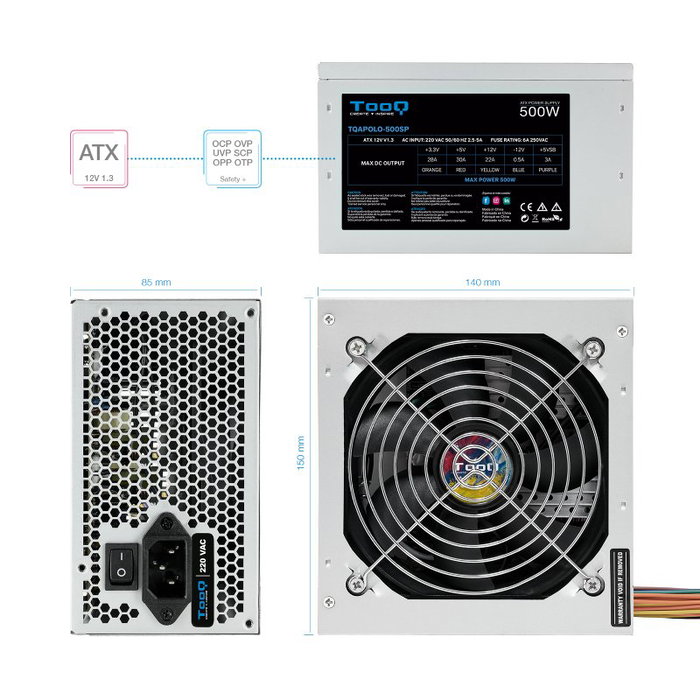 TOOQ TQAPOLO-500SP 500W ATX Plata